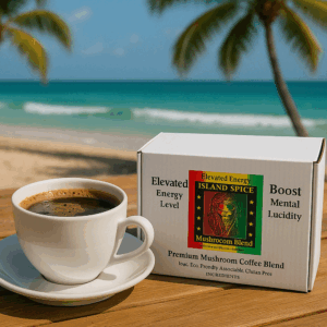 Island Spice 'Taste of the Island' Reggae Coffee Mushroom Blend K-Cups, Premium Single-Serve Coffee Pods with Adaptogenic Mushrooms, Perfect Morning Boost for Coffee Lovers and Wellness Enthusiasts, 16-Count Box
