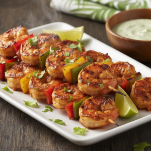 Jerk Grilled Shrimp Skewers — Caribbean shrimp skewers with Island Spice seasoning